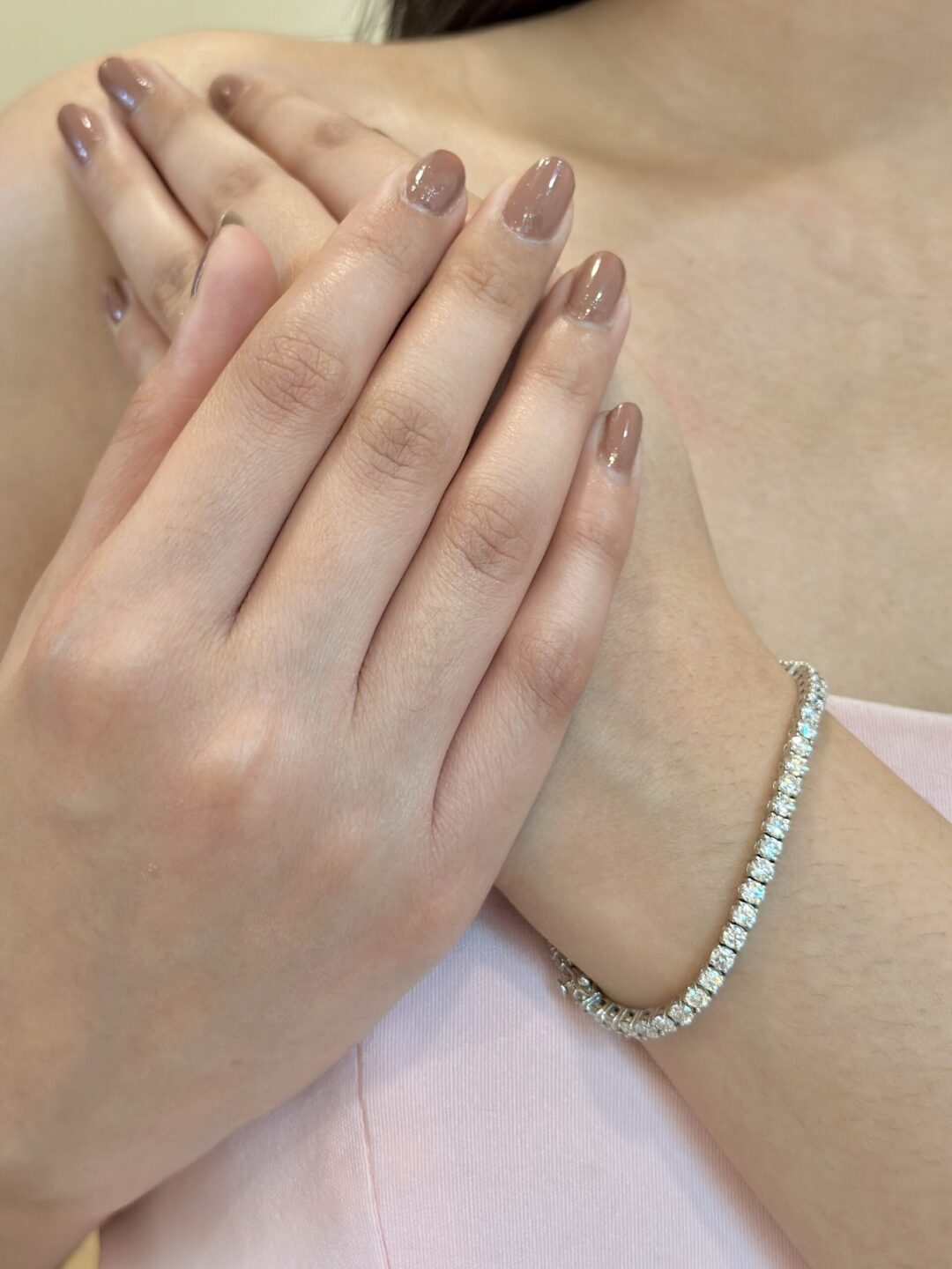 Showcasing Girl with Diamond Round Bracelet