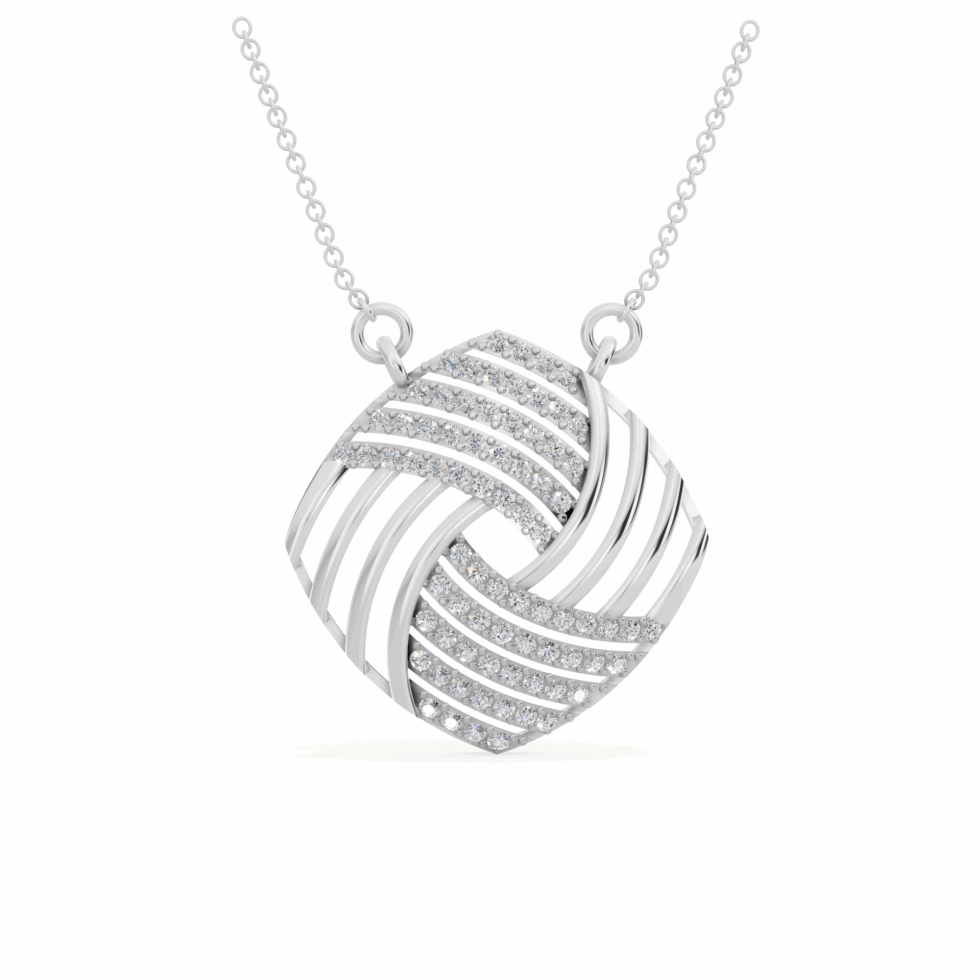 Concentric Square Swirl Diamond Pendant