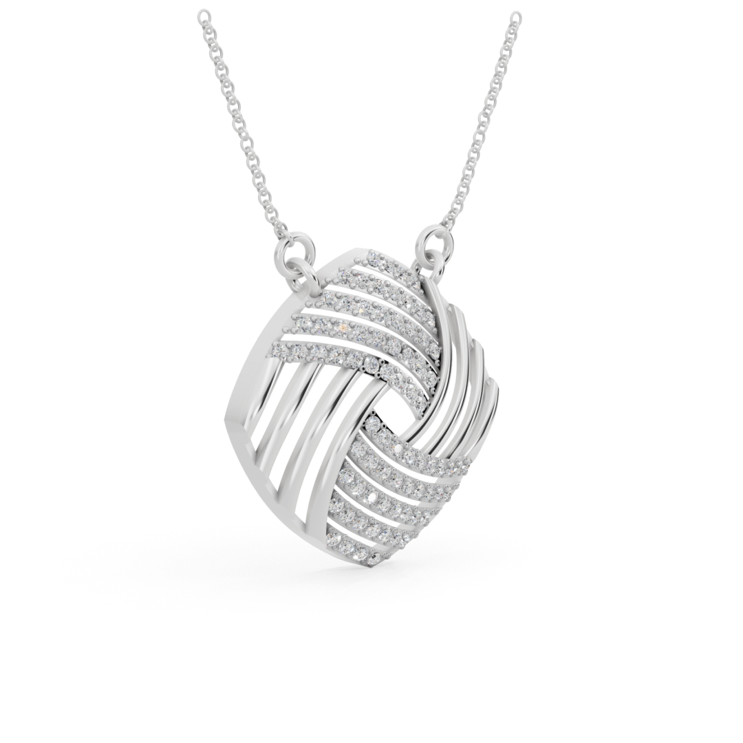 Concentric Square Swirl Diamond Pendant