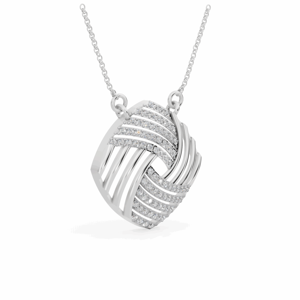 Concentric Square Swirl Diamond Pendant