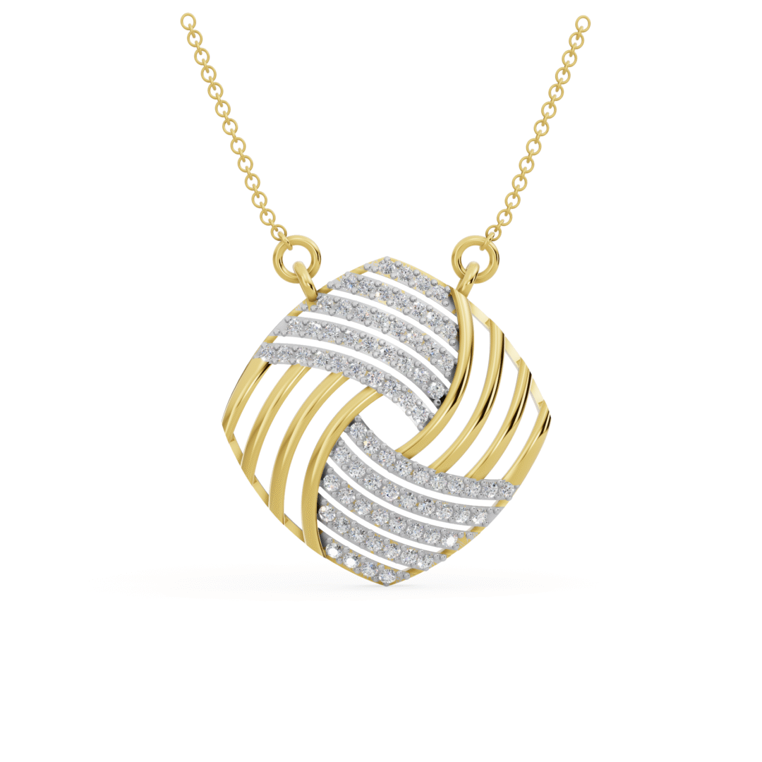 Concentric Square Swirl Diamond Pendant