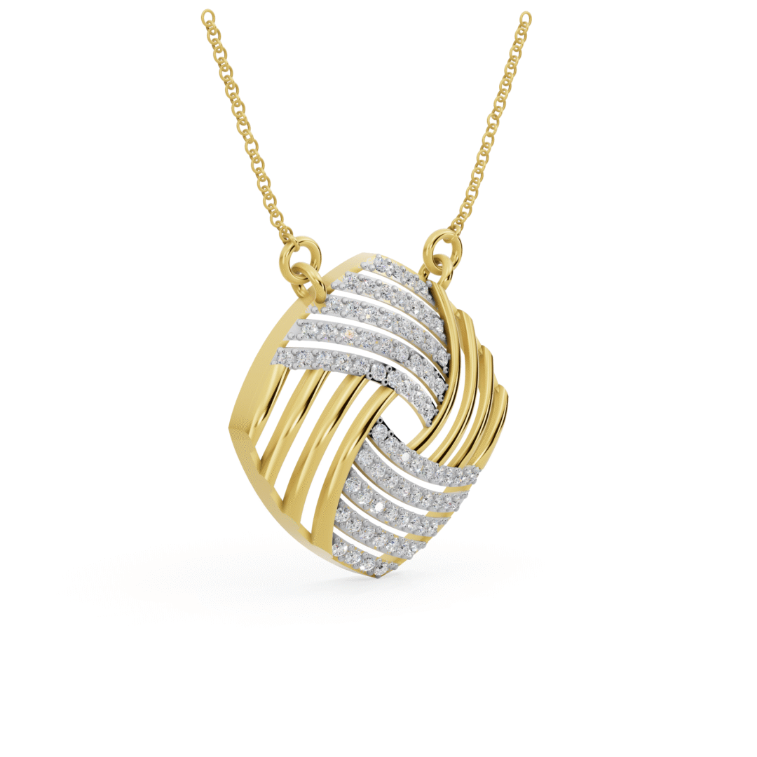 Concentric Square Swirl Diamond Pendant
