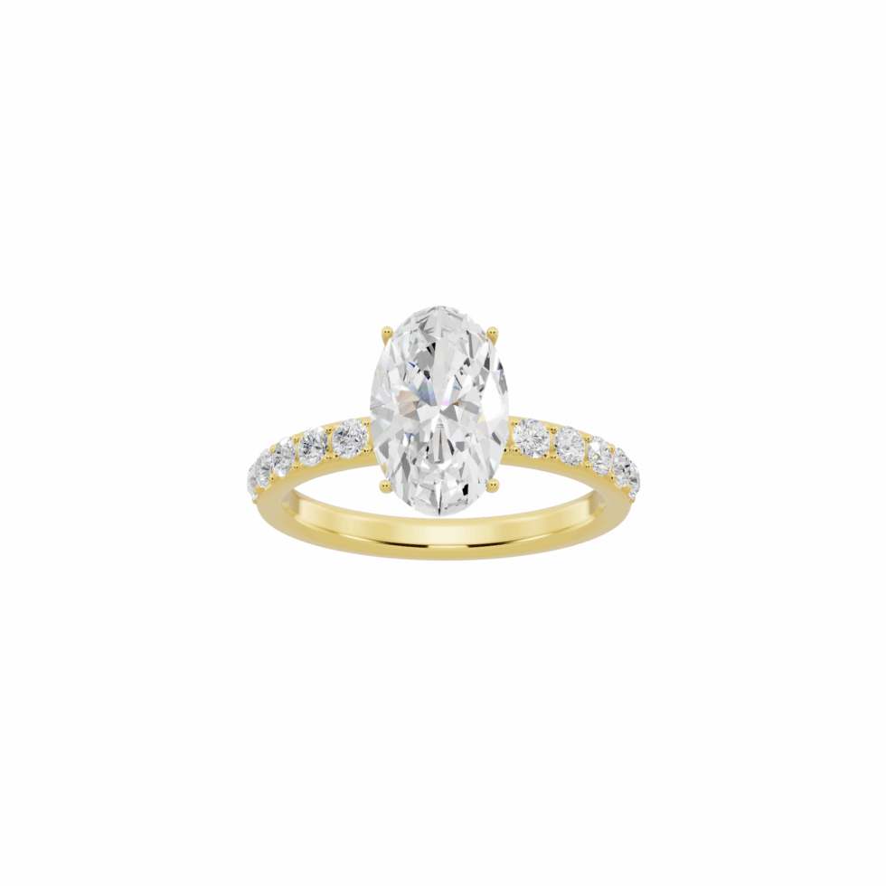 Gold Oval Cut Pave Diamond Ring