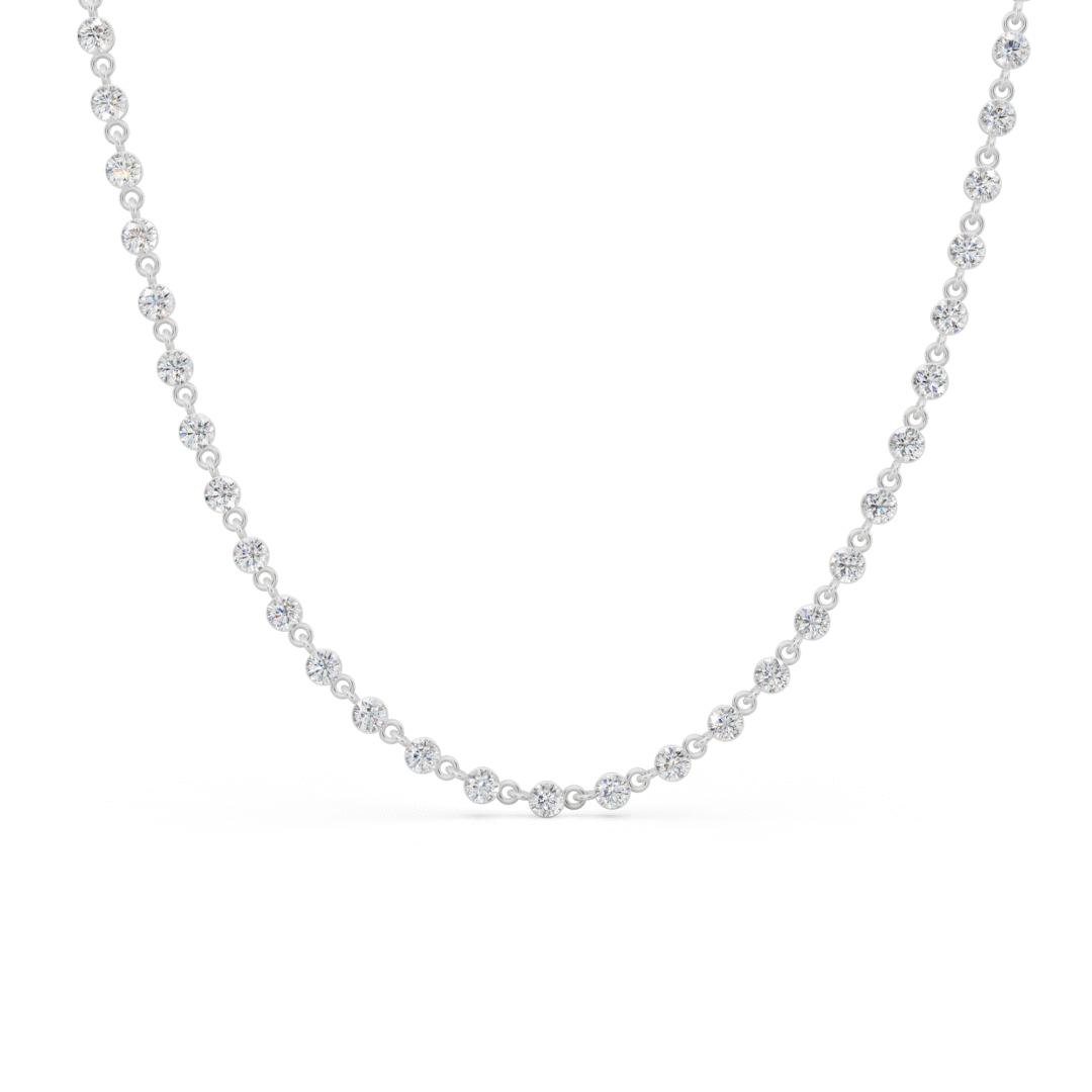 Buy White Gold Bezel Distanced Diamond Necklace