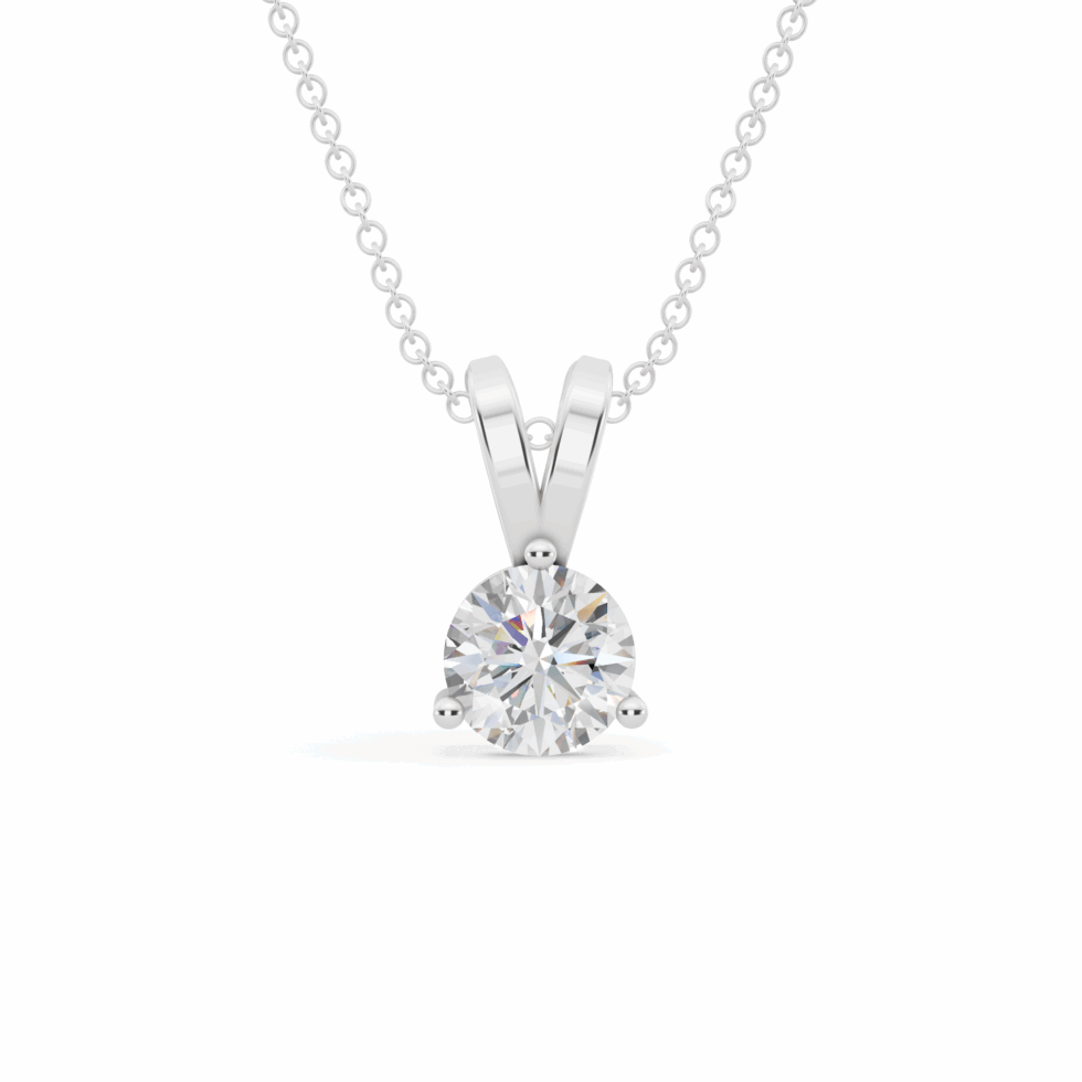 Buy White Gold Round Soltaire Pendant With Chain