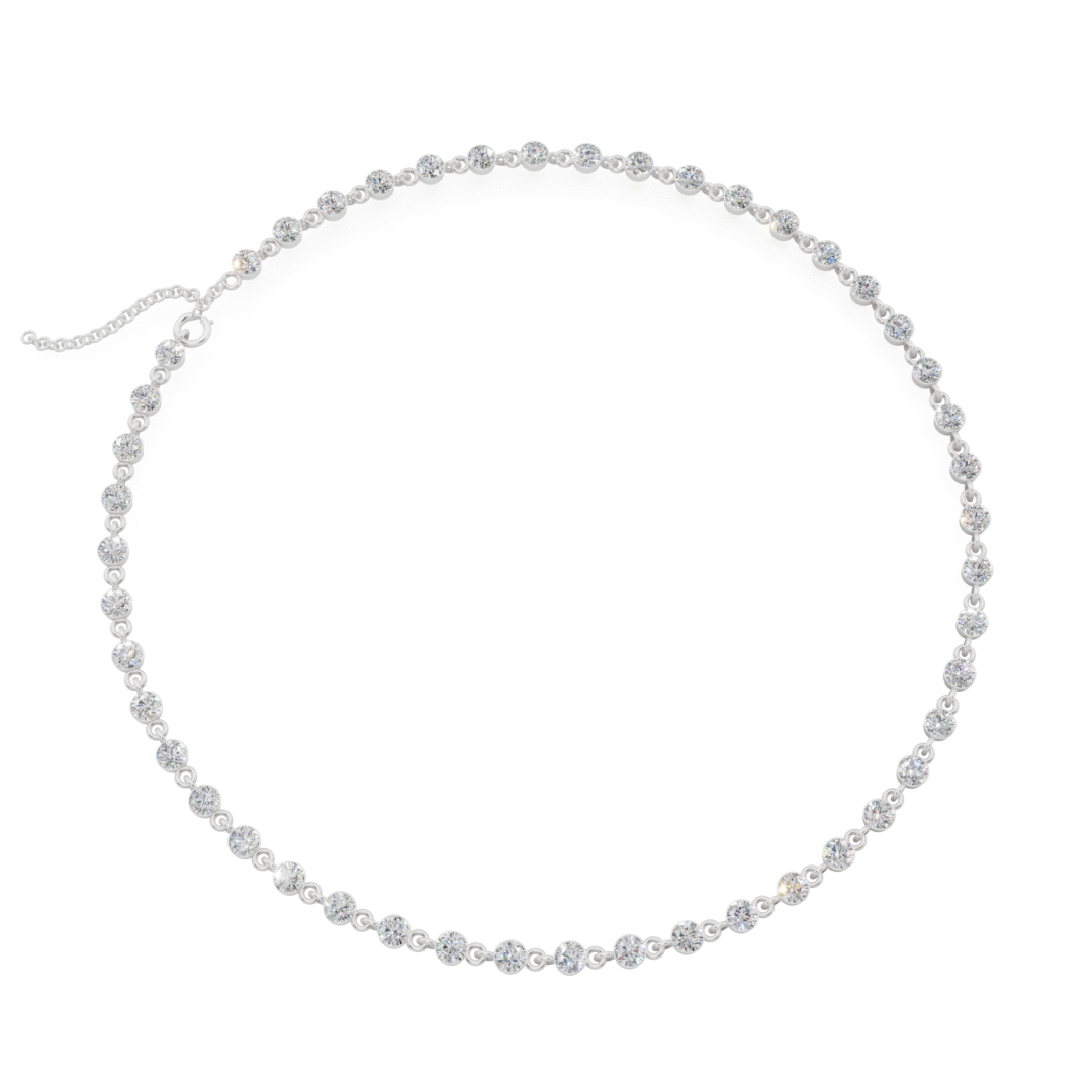 Buy White Gold Bezel Distanced Diamond Necklace in India