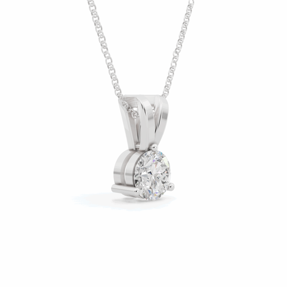 Buy White Gold Round Soltaire Pendant With Chain