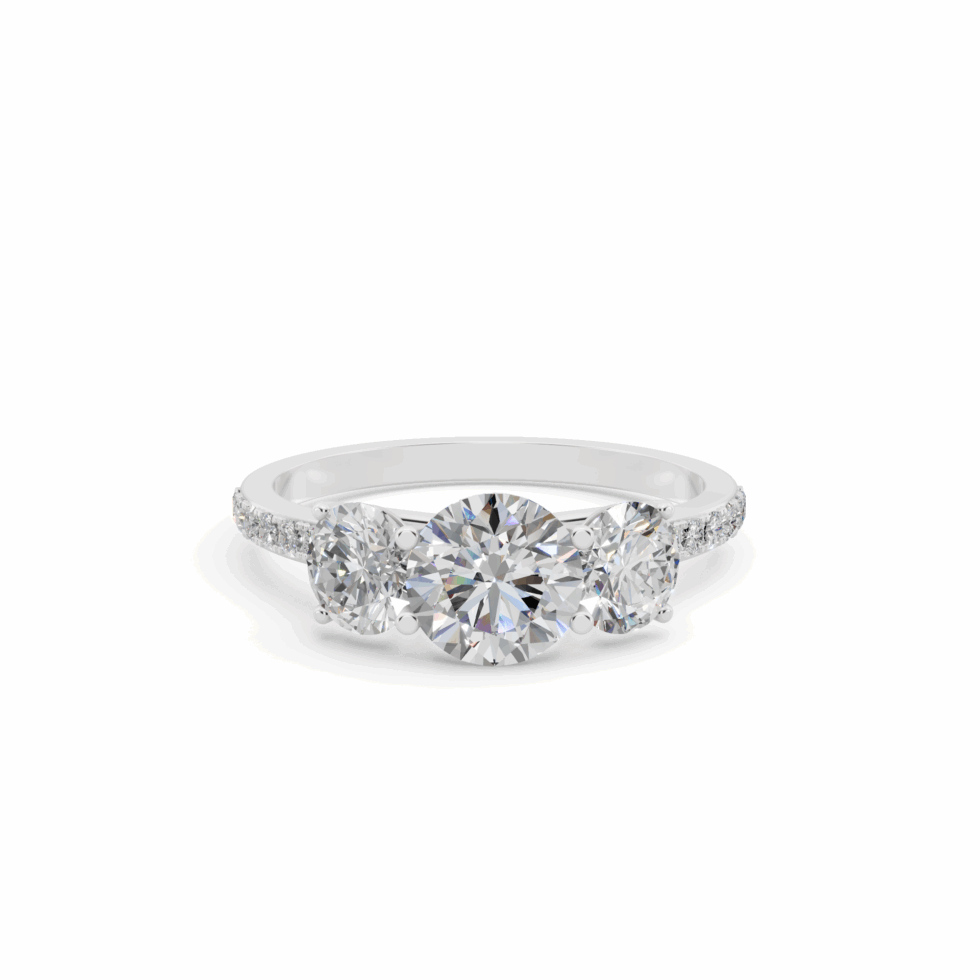 Three Stone Round Lab Diamond Ring