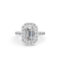 High Quality Emerald Cut Halo Pave Ring
