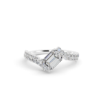 Emerald with Glistening Halo Line Diamond Ring