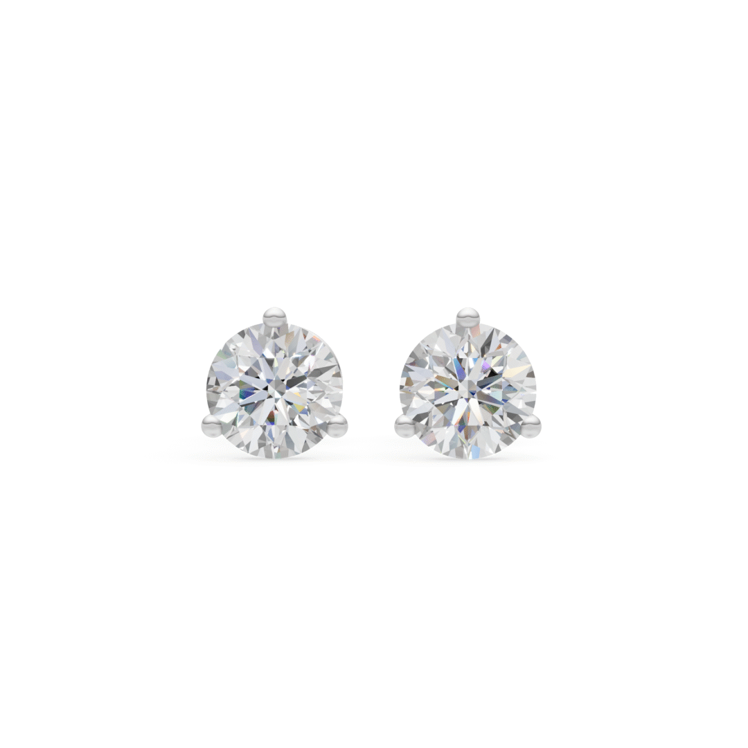 Three Prong Martini Style Diamond Stud