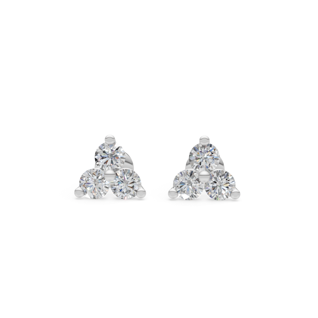 Three Stone Diamond Stud