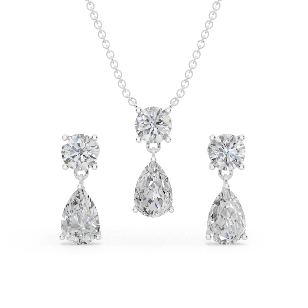 Round & Pear Duo Drop Pendant Set