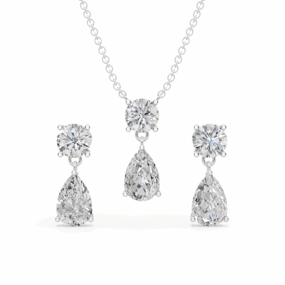 Round & Pear Duo Drop Pendant Set