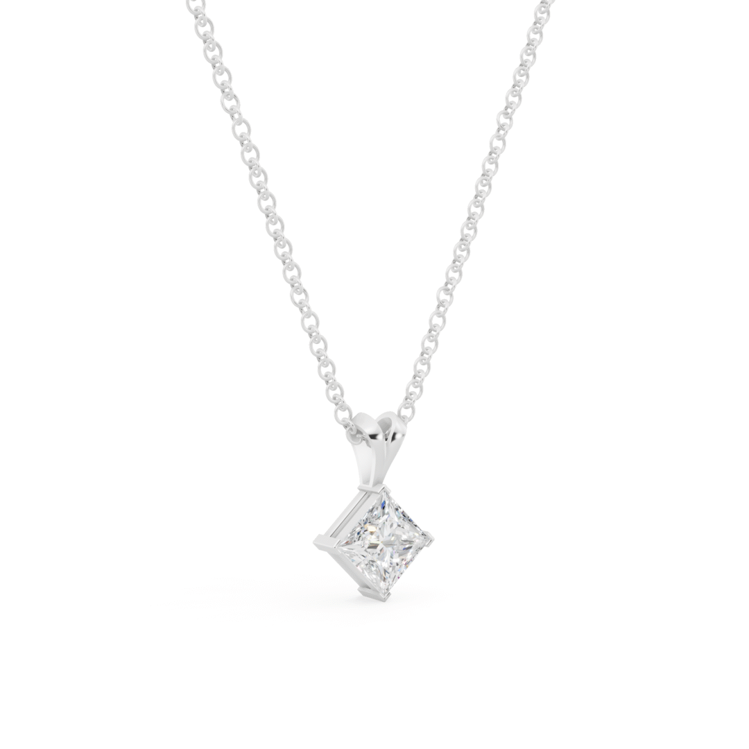 Princess Cut Diamond Solitaire V-Bale Pendant from Anyra Diamonds