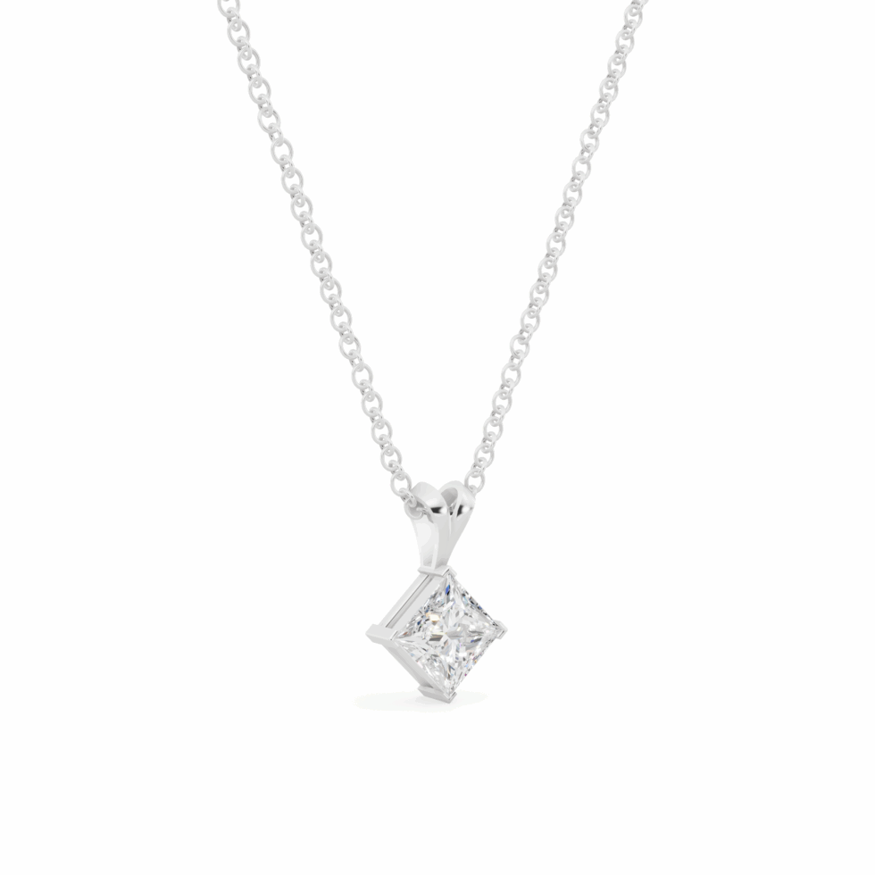 Princess Cut Diamond Solitaire V-Bale Pendant from Anyra Diamonds