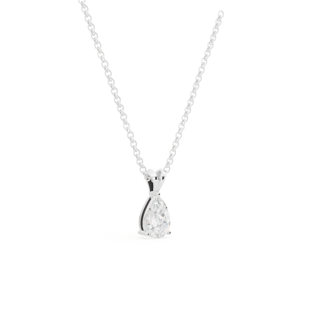 Pear Cut Diamond Solitaire V-Bale Pendant from Anyra
