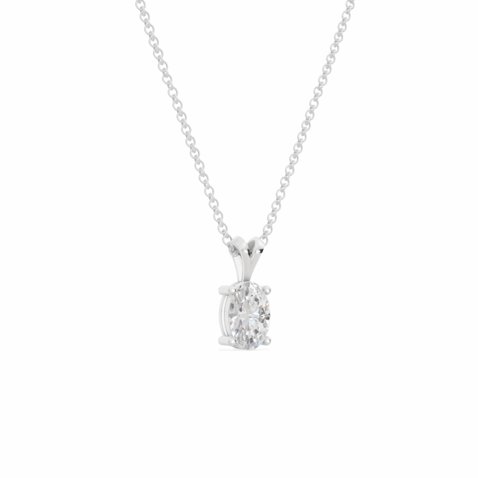 Oval Cut Diamond Solitaire V-Bale Pendant from Anyra