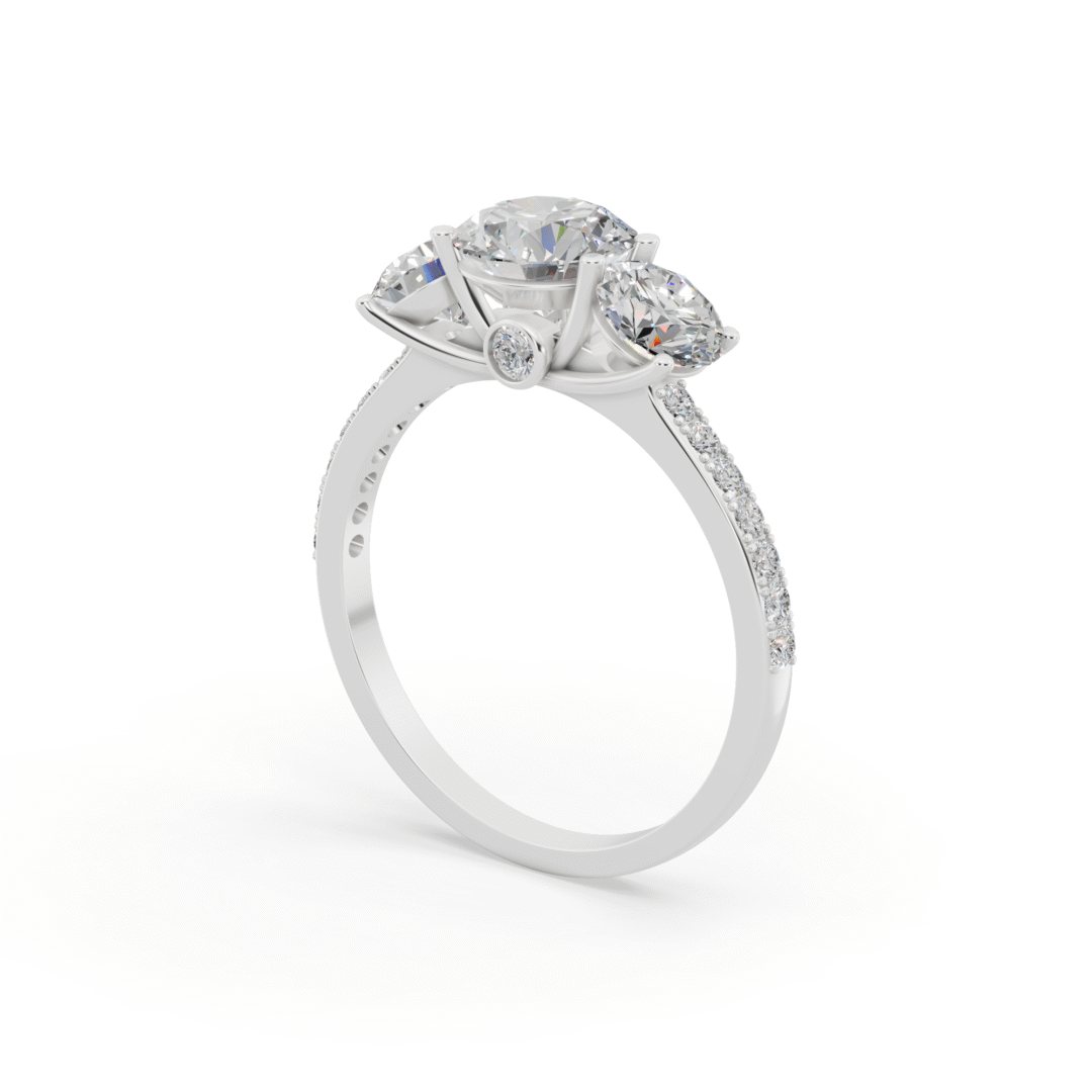 Best Quality Anyra Three-Stone Round Diamond Ring