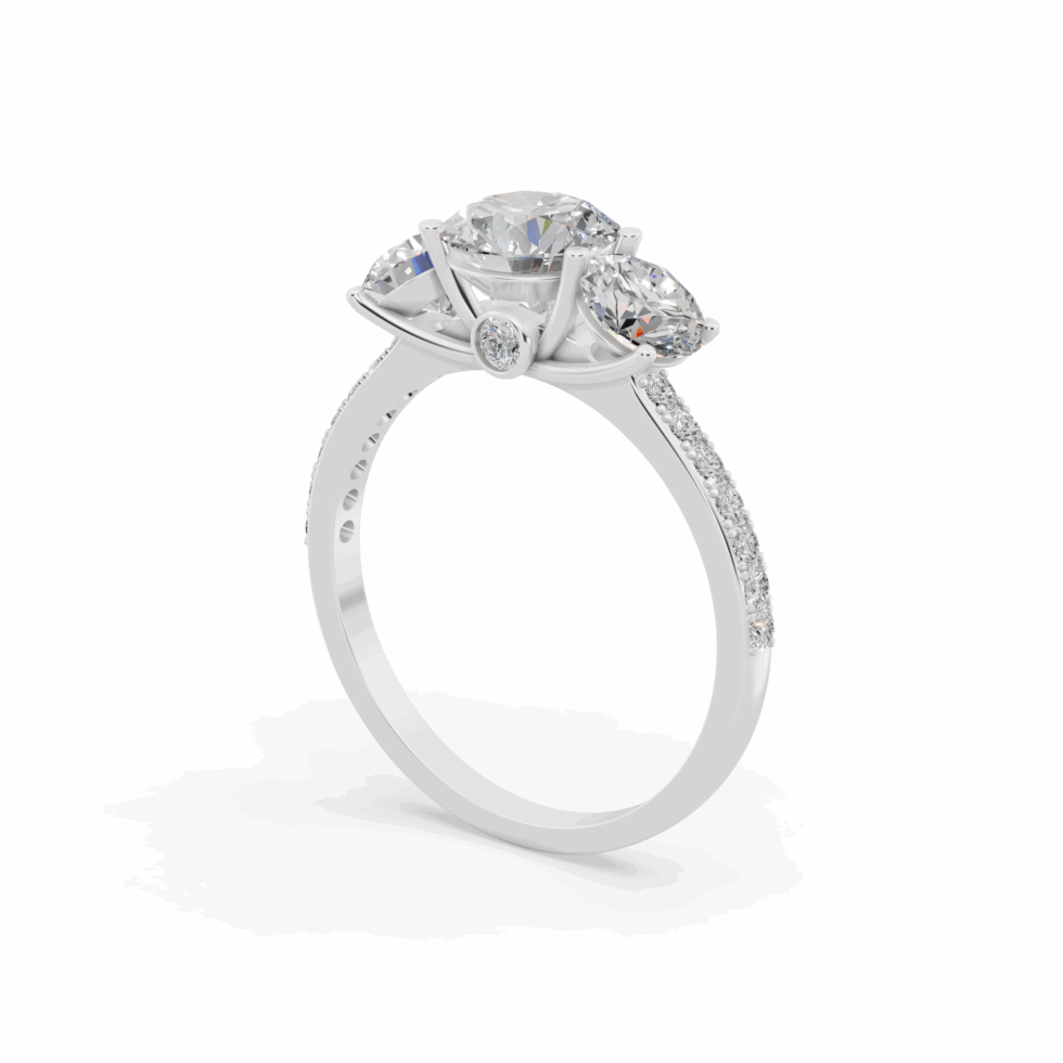 Best Quality Anyra Three-Stone Round Diamond Ring