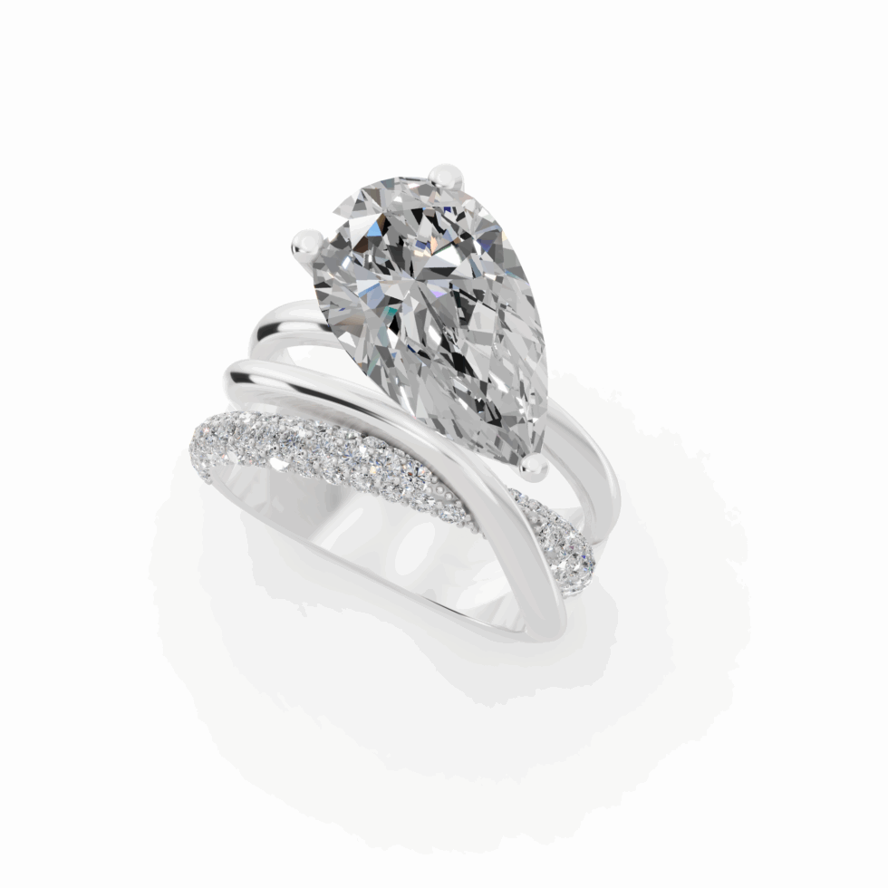 Buy Anyra Pear Cut Diamond Crossover Bands Engagement Ring