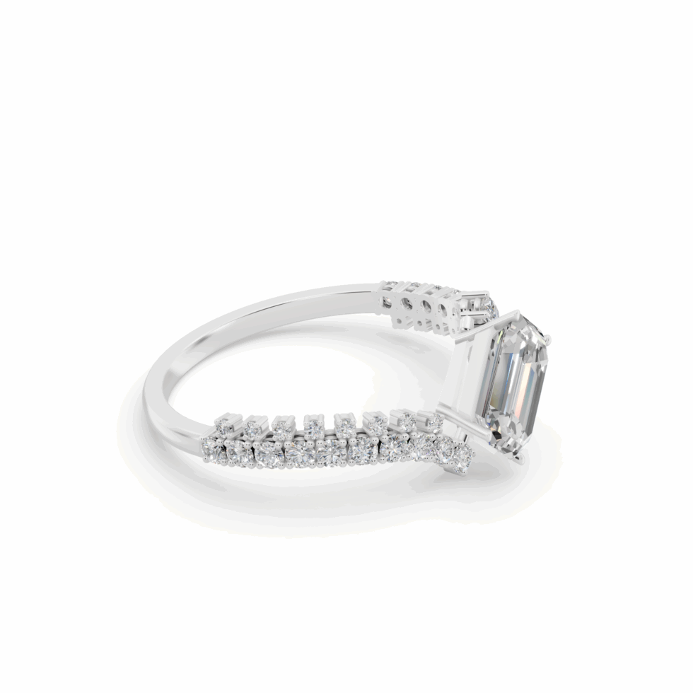 Buy Anyra Emerald with Glistening Halo Line Diamond Ring