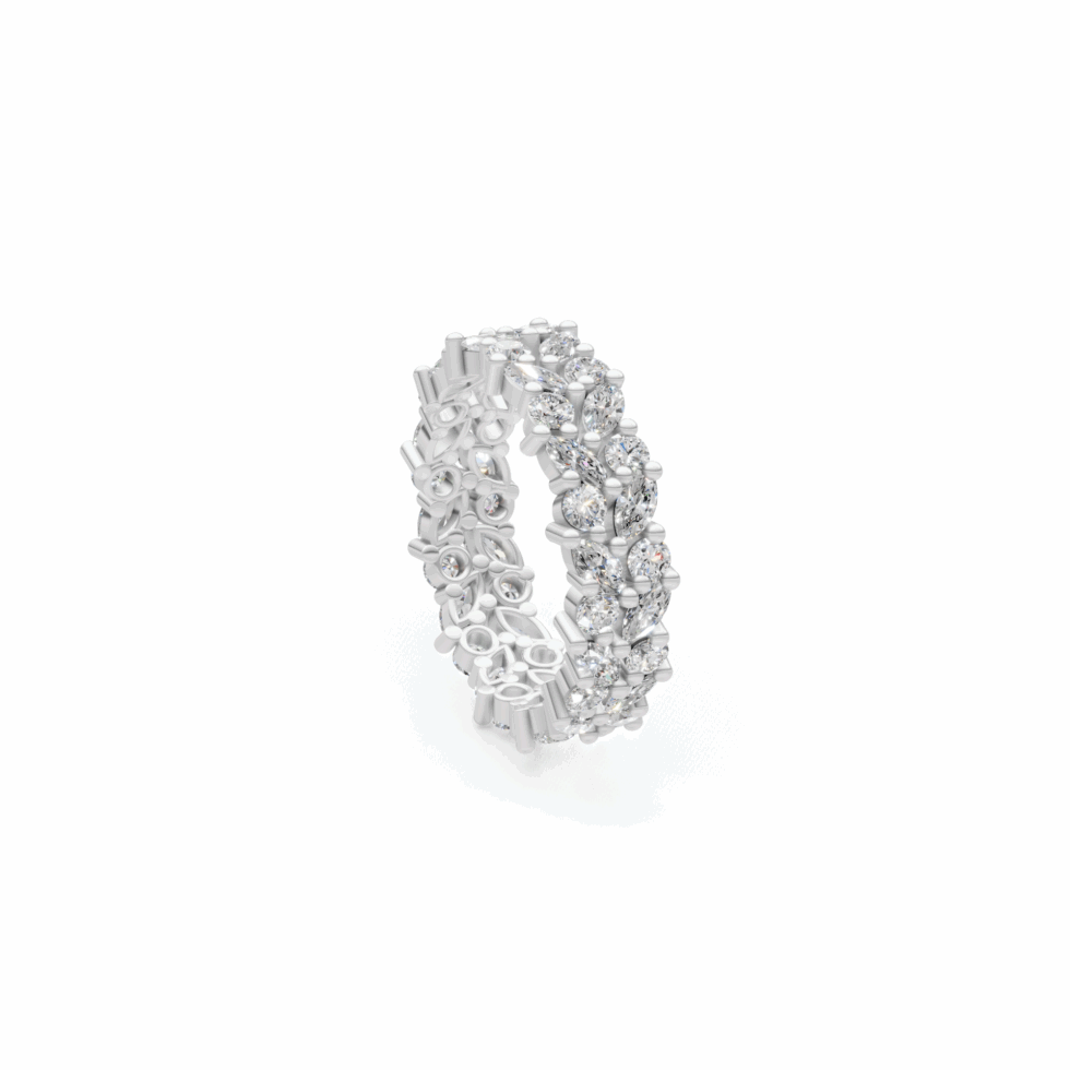 High Quality Anyra Marquise Round Wedding Band