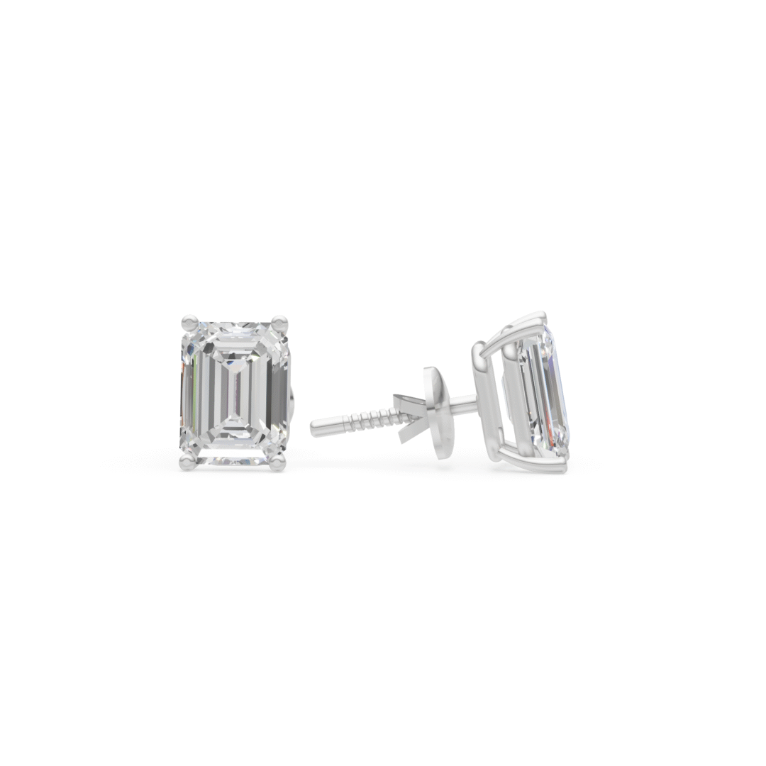 Buy Anyra Emerald Cut Solitaire Stud Earrings