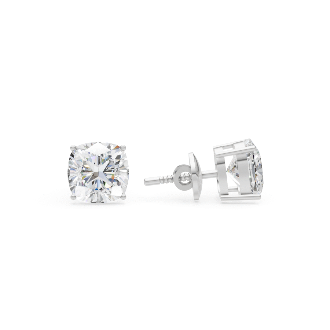 High Quality Anyra Cushion Cut Solitaire Stud Earrings