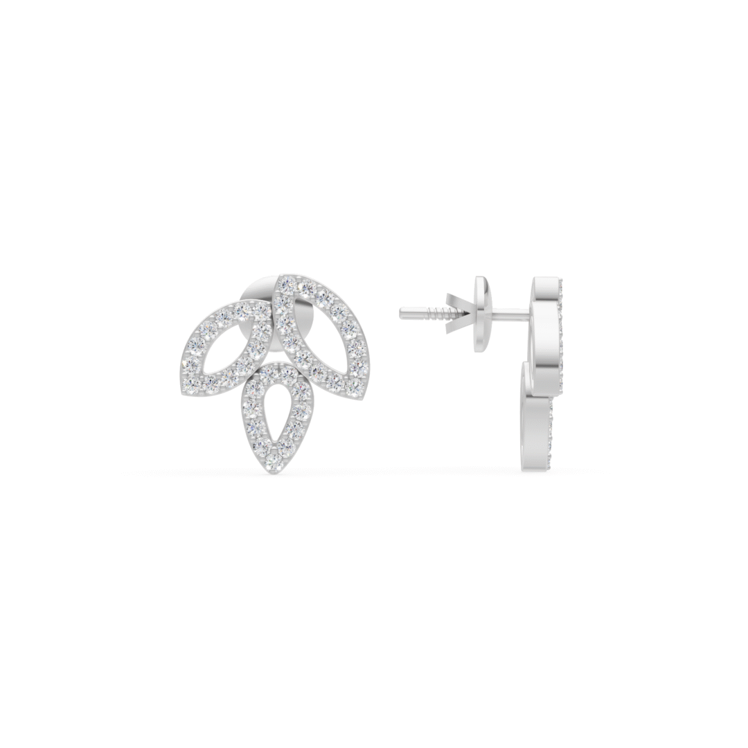 Buy Anyra Dainty Leaf Petal Diamond Stud Earrings