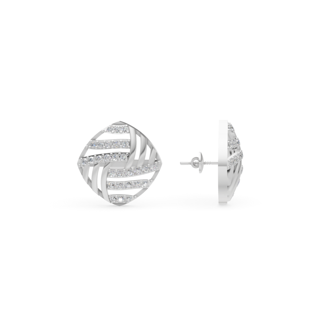 Buy Anyra Concentric Square Swirl Diamond Stud Earrings