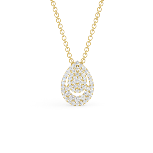 Best Quality Anyra Pear Shaped Illusion Setting Halo Diamond Necklace