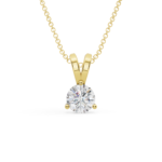 Round Solitaire Diamond Pendant with Chain