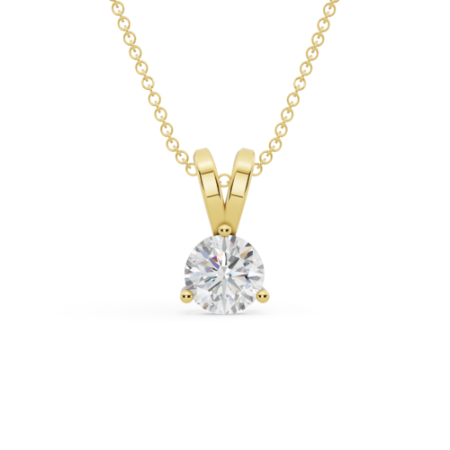 Round Soltaire Pendant With Chain