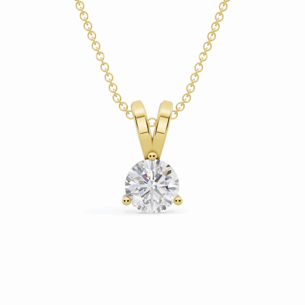 Round Soltaire Pendant With Chain