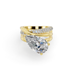 Pear Cut Diamond Cross Over Bands Engagement Ring