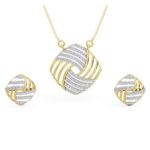 Concentric Square Swirl Diamond Pendant Set