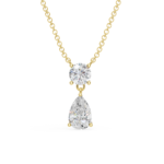 Round Pear Duo Drop Diamond Pendant with Chain