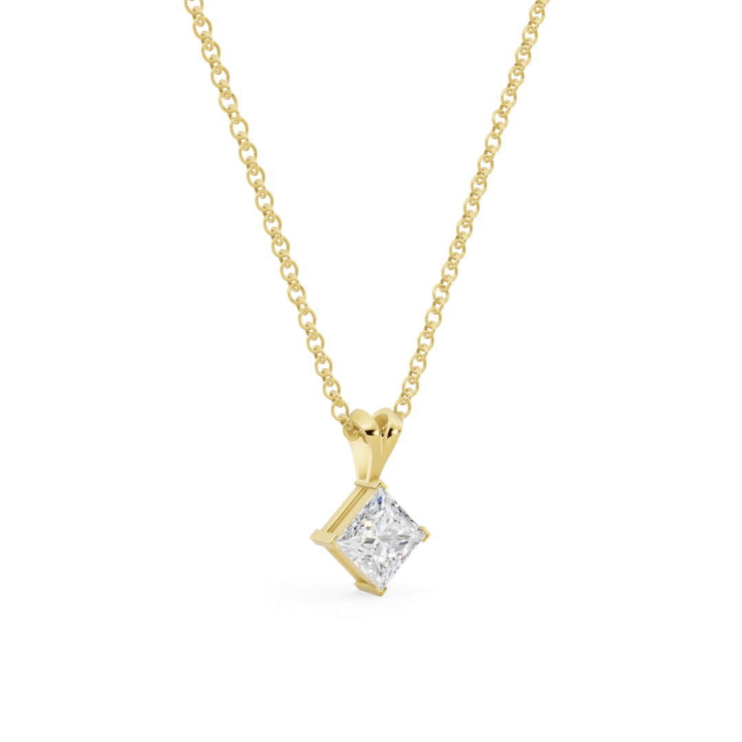 Princess Cut Diamond Solitaire V Bale Pendant from Anyra Diamonds