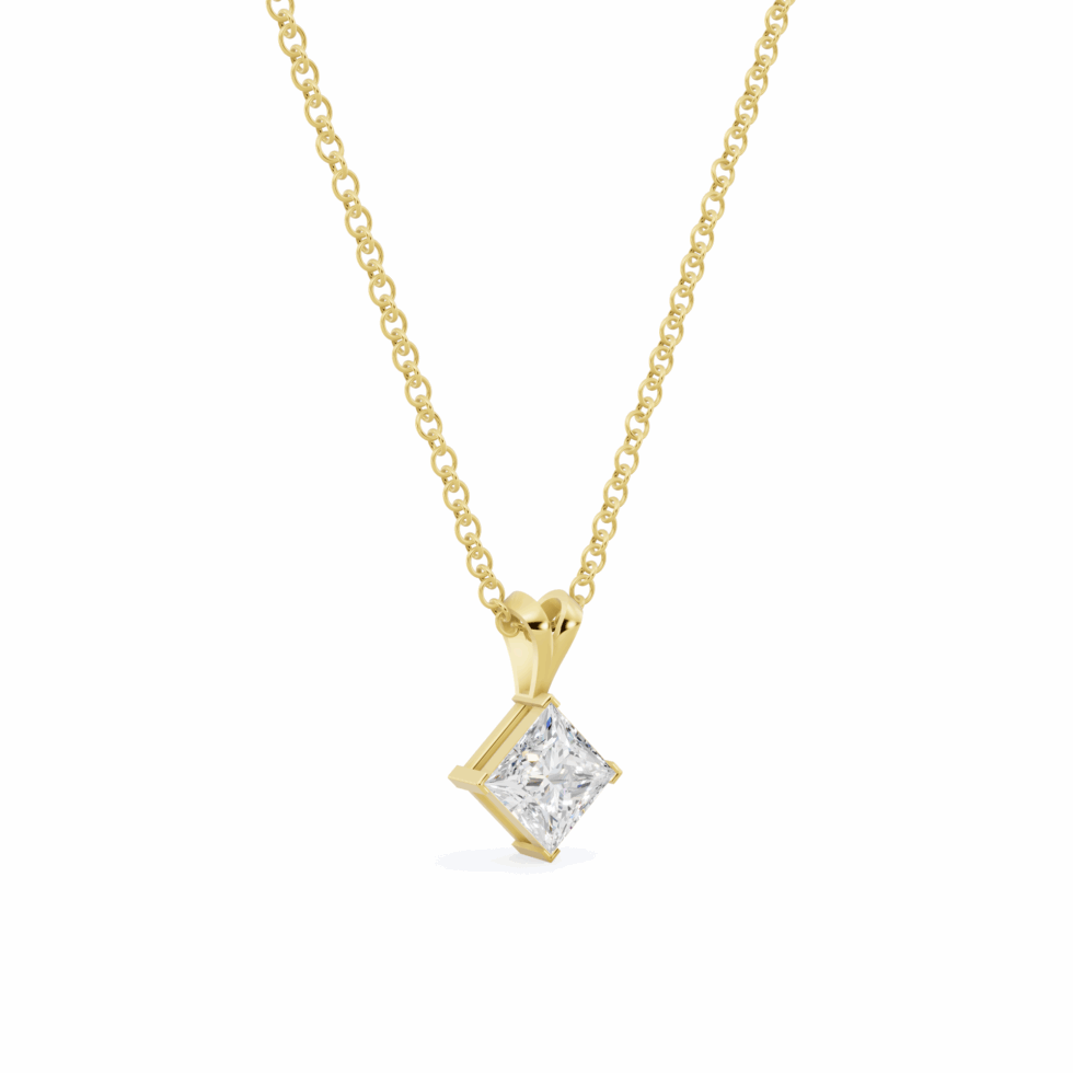 Princess Cut Diamond Solitaire V Bale Pendant from Anyra Diamonds