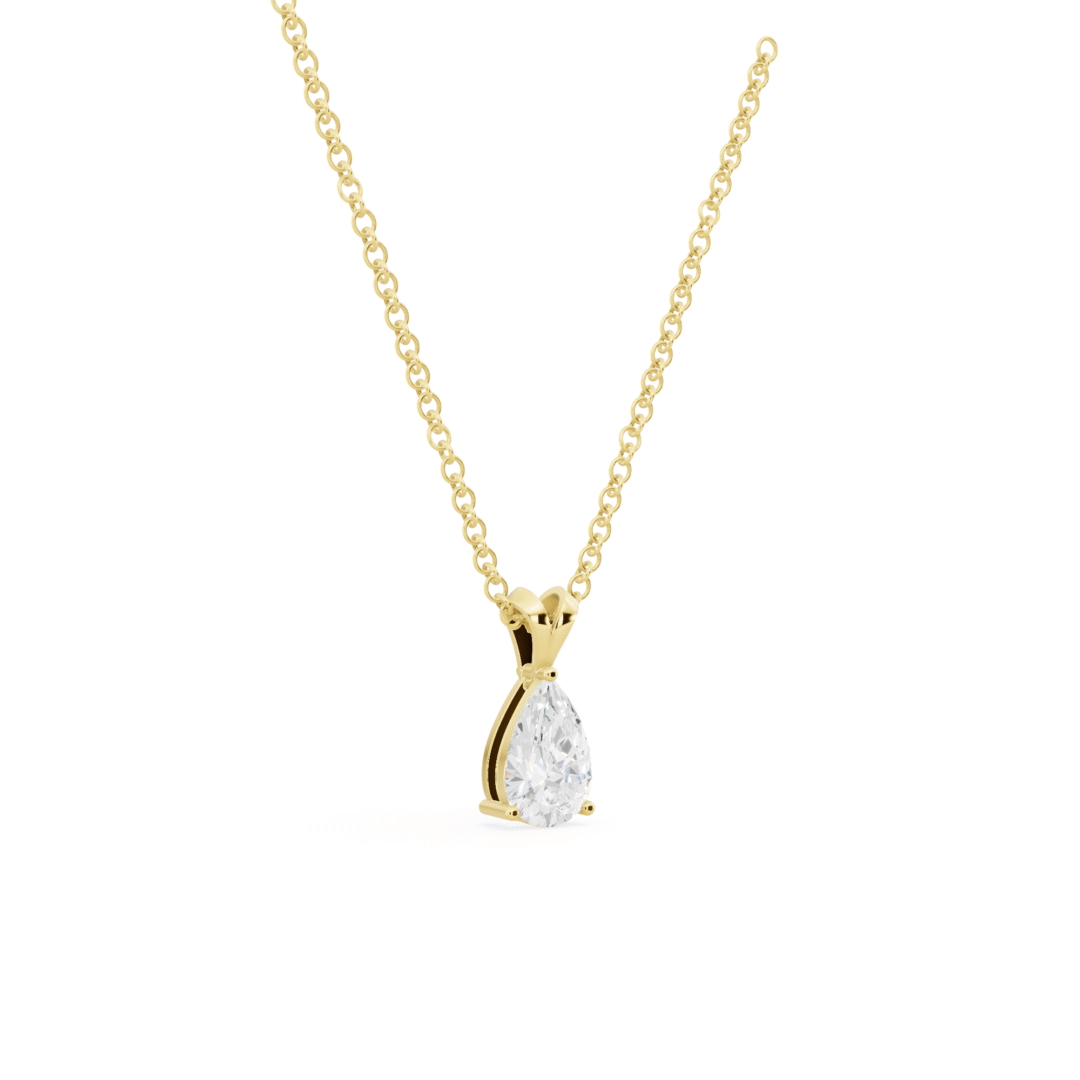 Pear Cut Diamond Solitaire V Bale Pendant from Anyra Diamonds