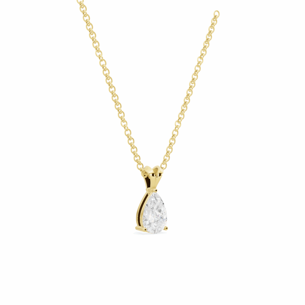 Pear Cut Diamond Solitaire V Bale Pendant from Anyra Diamonds