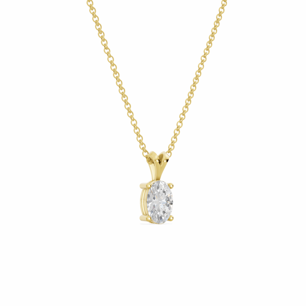 Oval Cut Diamond Solitaire V Bale Pendant from Anyra Diamonds