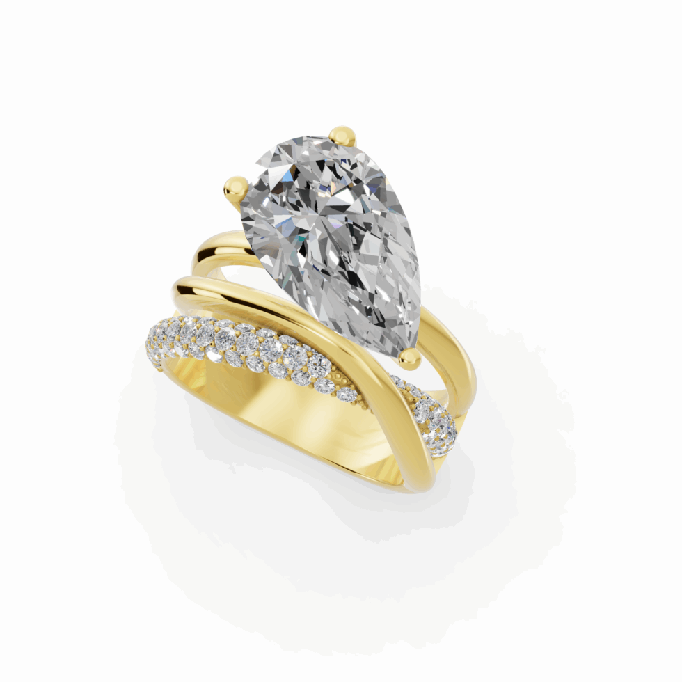 Pear Cut Diamond Cross Over Bands Engagement Ring from Anyra