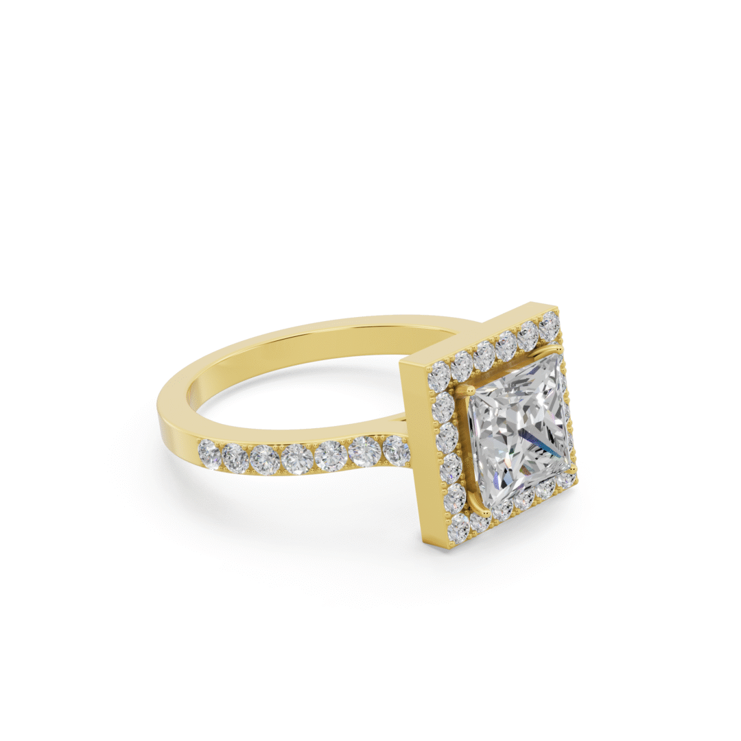 Buy Princess Halo Diamond Engagement Ring with Side Stones