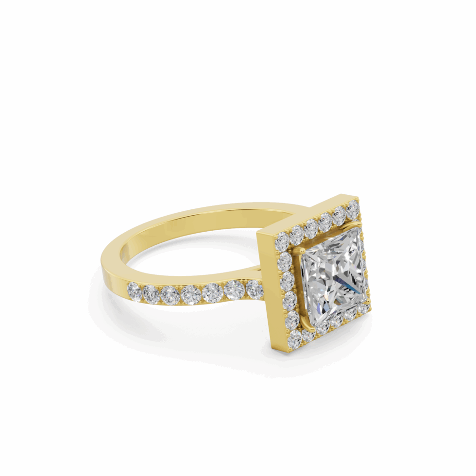 Buy Princess Halo Diamond Engagement Ring with Side Stones