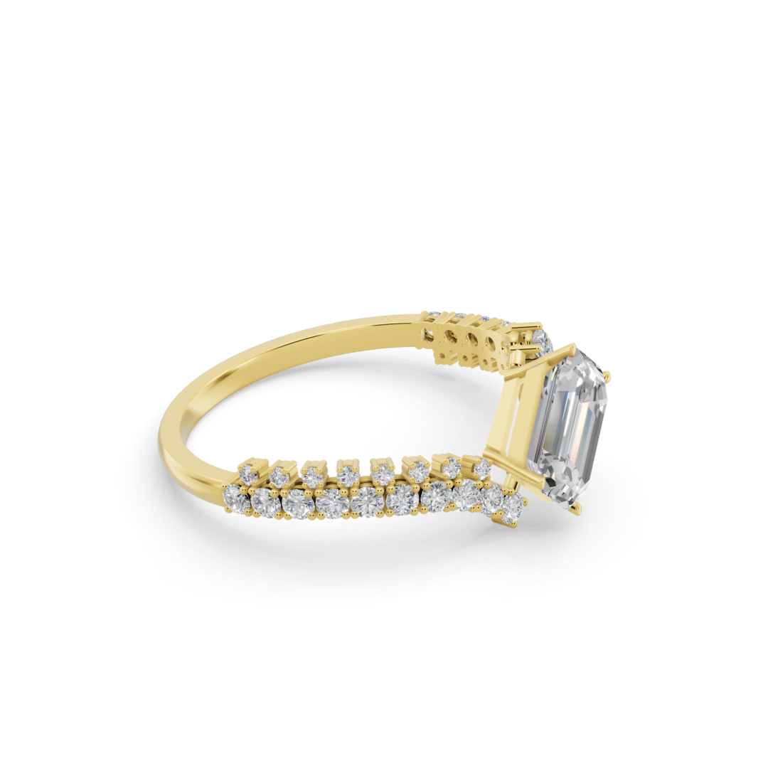 Buy Emerald with Glistening Halo Line Diamond Ring