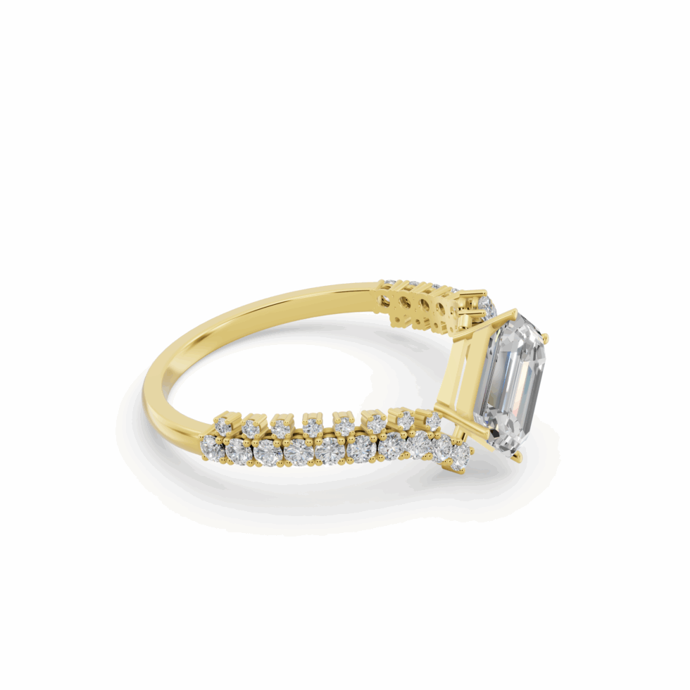 Buy Emerald with Glistening Halo Line Diamond Ring
