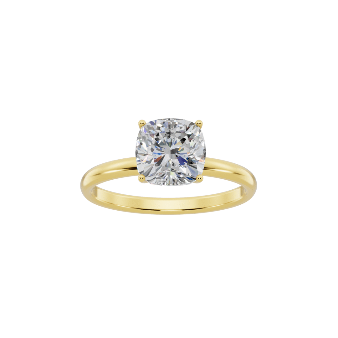 Gold Cushion Cut Solitaire Ring
