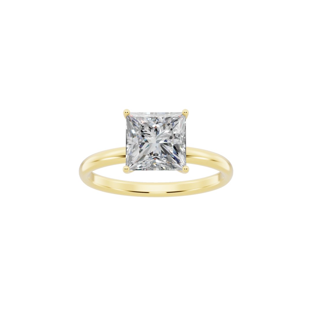 Gold Princess Cut Solitaire Ring